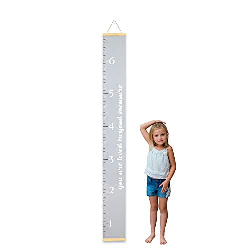 Morxy Canvas Growth Chart for Kids Gray Wall Tape with Height Chart for Kids Unisex Kids Room Wall Decor 